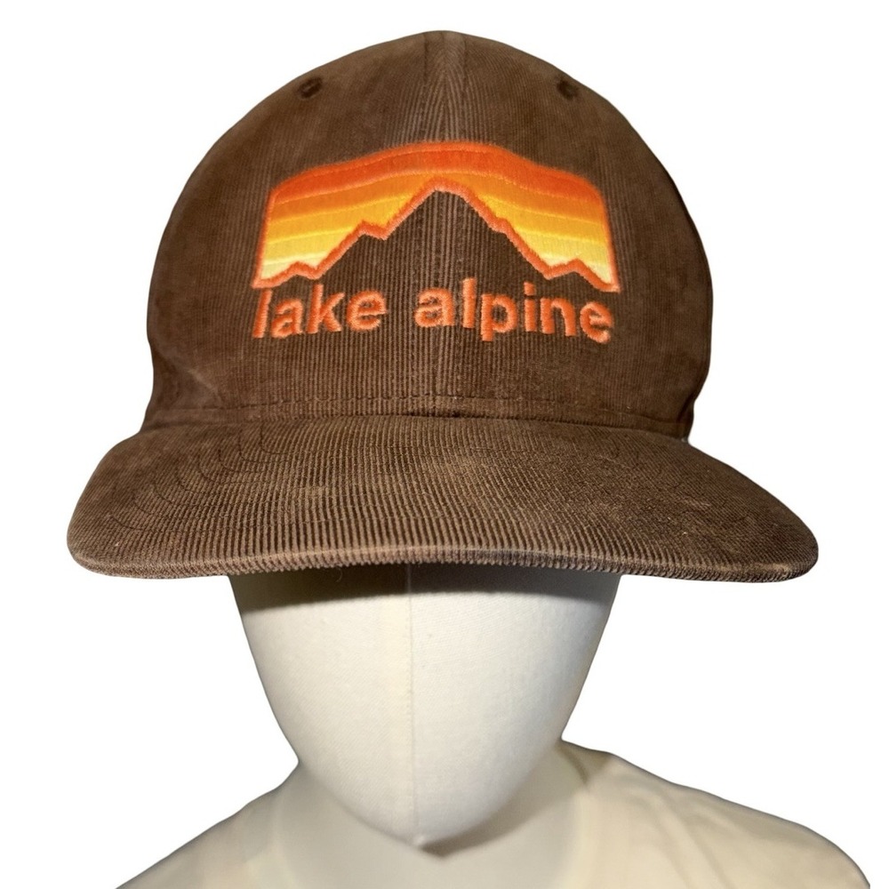 Lake Alpine  Snapback Brown Corduroy Hat Stanislaus National Forest Nature Ouray